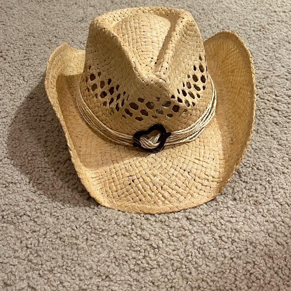 Straw Cowboy Hat with Heart